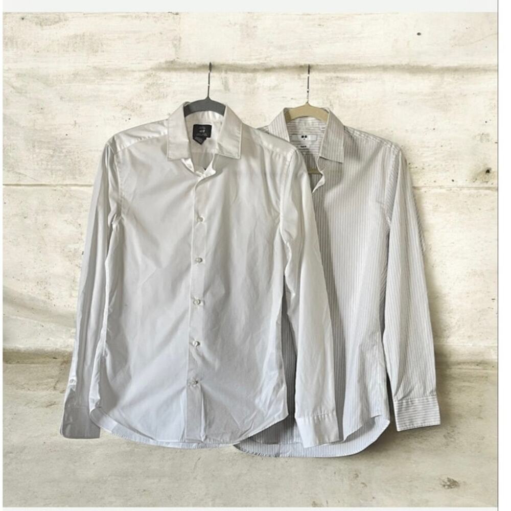 Set of 2 Men’s White Shirts Size XS Slim Fit